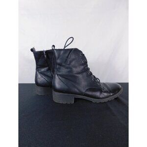 Sun + Stone Black Lace-Up Combat Ankle Boots 9 - Chunky Heel Zip - Good